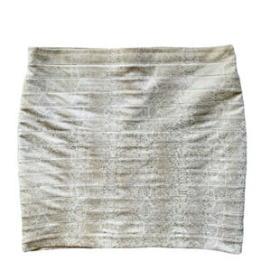 KENNETH COLE stretchy above knee skirt Snakeskin print horizontal pleats LARGE